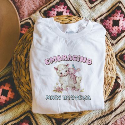 Embracing Mass Hysteria Vintage Baby Animals Humor - T-Shirt (Crewneck)  100 Cotton Solid Colors Jersey Tee (Unisex)  Bella Canvas, T-Shirt (Crewneck)  Poly