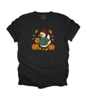  Fall Autumn Goose Latte Walk Faux Embroidery Design - T-Shirt (Crewneck)  100 Cotton Heavyweight Tee (Unisex)  Comfort Colors