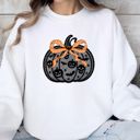  Faux Black Lace Pumpkin With Bow For Halloween and Fall - Sweatshirt (Crewneck)  Poly-Cotton Colors (Unisex)  Gildan