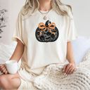  Faux Black Lace Halloween Pumpkin With Bow For Fall - T-Shirt (Crewneck)  100 Cotton Heavyweight Tee (Unisex)  Comfort Colors