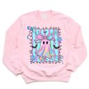  Faux Iridescent Bow Ghost With Square - Halloween Cutie  - Cozy Sweatshirts
