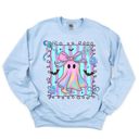  Faux Iridescent Bow Ghost With Square - Halloween Cutie  - Cozy Sweatshirts