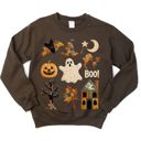  Faux Quilted Halloween Elements Fall Autumn Design - Sweatshirt (Crewneck)  Poly-Cotton Colors (Unisex)  Gildan