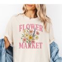  FLOWER MARKET - Illustrated Floral Bouquet Design - T-Shirt (Crewneck)  100 Cotton Heavyweight Tee (Unisex)  Comfort Colors
