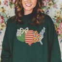  Faux Quilted Ditzy Floral United States Road Trip Design - Sweatshirt (Crewneck)  Poly-Cotton Colors (Unisex)  Gildan