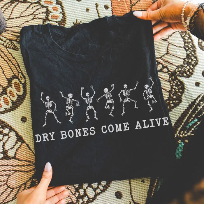 Dry Bones Come Alive Christian Halloween Jesus Style - Soft and Comfy Bella Canvas Tee