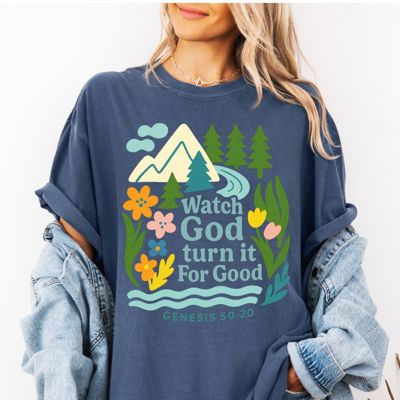 Watch God Turn It All For Good Christian Bible Verse - T-Shirt Oversized Soft Washed Comfort Colors Tee