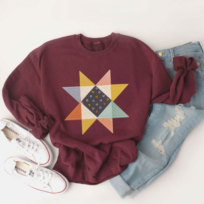 Vintage Cottage Core Prairie Star Design - Sweatshirt (Crewneck)  Poly-Cotton Colors (Unisex)  Gildan