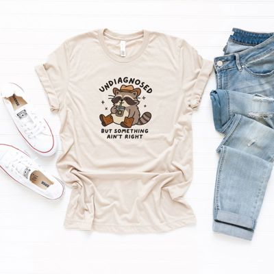 Undiagnosed But Somthing Aint Right Cowboy Raccoon - Soft and Cozy Bella Canvas, T-Shirt
