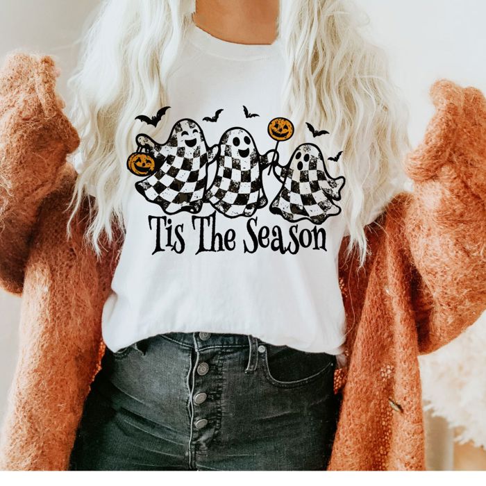 Tis The Season Spooky Cute Ghosts - T-Shirt (Crewneck) Bella Canvas