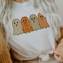 Cute Faux Qulted Ghosts In A Row Perfect For Halloween - Soft Comfy T-Shirt Bella Canvas