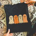  Cute Faux Qulted Ghosts In A Row Perfect For Halloween - Soft Comfy T-Shirt Bella Canvas