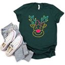 Neon Sign Cute Rudolph The Red Nosed Reindeer Christmas - T-Shirt (Crewneck)  100 Cotton Solid Colors Jersey Tee (Unisex)  Bella Canvas, T-Shirt (Crewneck) 