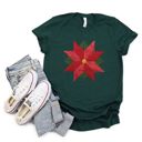  Faux Christmas Poinsettia Quilt Block  - Cozy T-Shirt (Crewneck) Bella Canvas