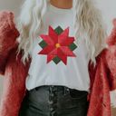  Faux Christmas Poinsettia Quilt Block  - Cozy T-Shirt (Crewneck) Bella Canvas