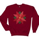  Faux Christmas Poinsettia Quilt Block  - Comfy Drop Shoulder Sweatshirt