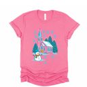  Little Pink Christmas Church In The Snow - Soft Comfy T-Shirt Bella Canvas