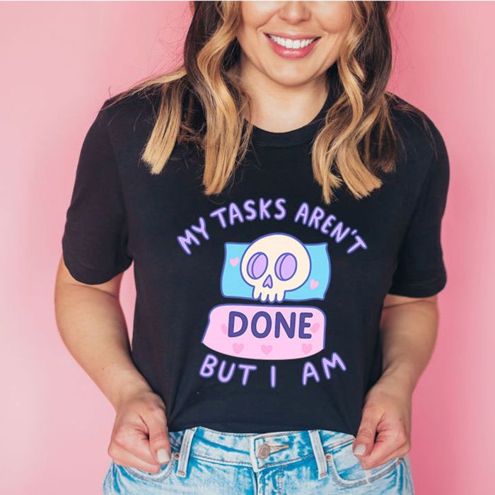 My Tasks Arent Done, But I Am Cute Kawaii Skeleton In Bed - Comfy T-Shirt Bella Canvas