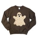  Faux Quilted Halloween Ghost - Cozy Drop Shoulder Sweatshirt