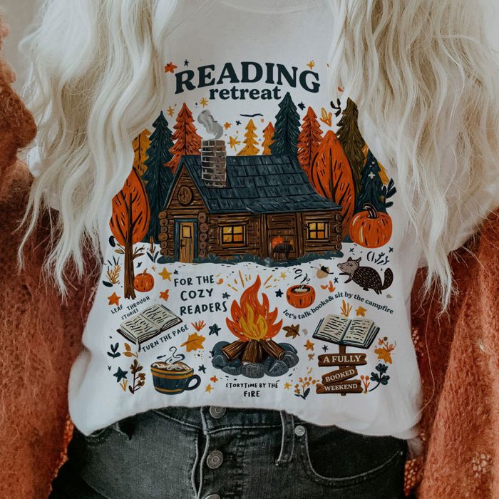 Cozy Reading Retreat Fall Fully Booked Weekend - Butter Soft Bella Canvas Tee