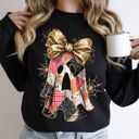  Faux Sparkly Patchwork Glitter Ghost For Fall - Cozy Drop Shoulder Sweatshirt