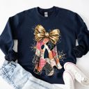  Faux Sparkly Patchwork Glitter Ghost For Fall - Cozy Drop Shoulder Sweatshirt