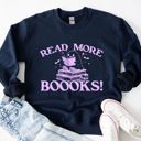  Read More Books Cute Reading Halloween Ghost - Cozy Drop Should Sweatshirt