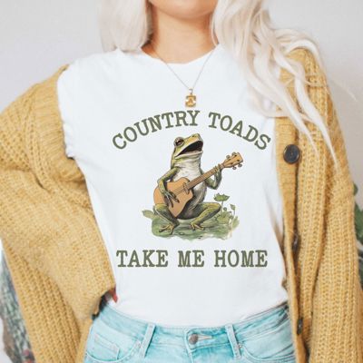 Country Toads Take Me Home Country Roads Pun - Soft Comfy Longer Length Tee
