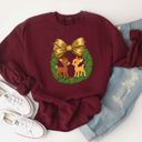  Vintage Style Rudolph The Red Nosed Reindeer Glitter Gold Bow  - Comfy Drop Shoulder Sweatshirt