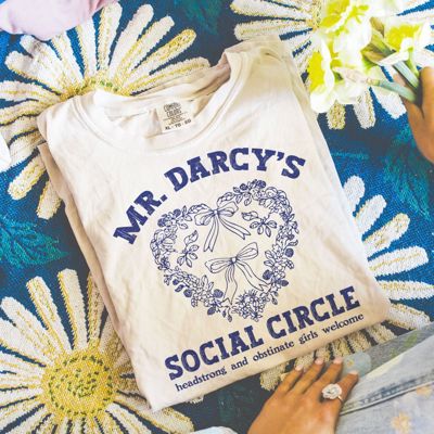 Mr Darcys Social Circle Book Girly Classic Romance - Soft Wash Heavyweight Tee Comfort Colors