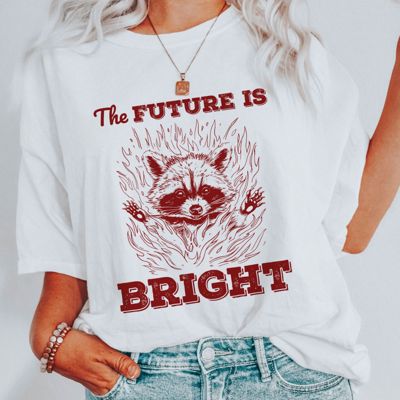 The Future is Bright Raccoon - T-Shirt (Crewneck)  100 Cotton Solid Colors Jersey Tee (Unisex)  Bella Canvas