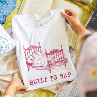 Built To Nap - Funny Mom Life Humor - We were built for this - T-Shirt (Crewneck)  100 Cotton Solid Colors Jersey Tee (Unisex)  Bella Canvas