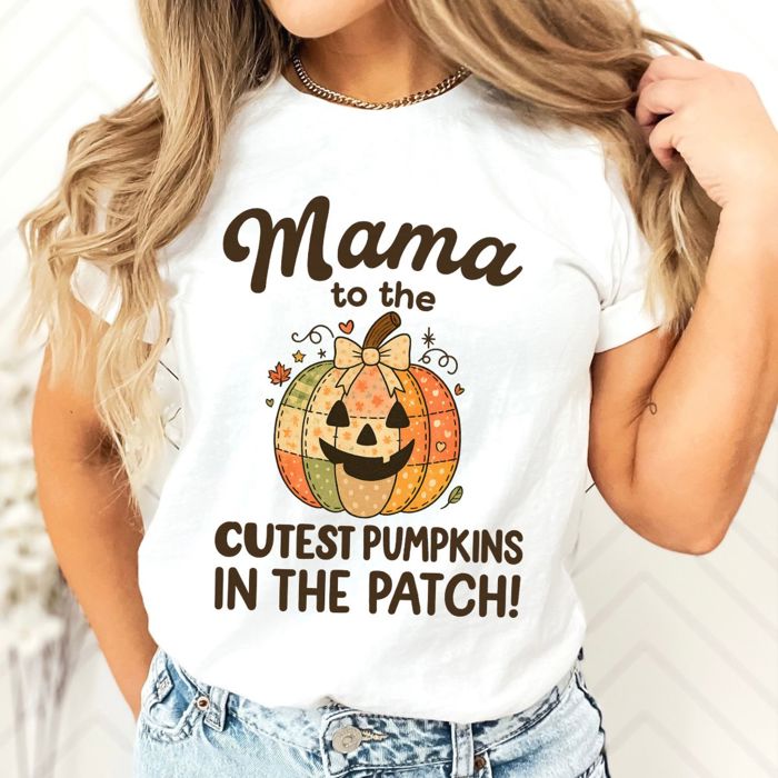 Mama to the Cutest Little Pumpkins in the Patch Halloween Fall  - Soft Longer Length Bella Canavs Tee