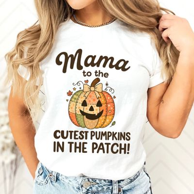 Mama to the Cutest Little Pumpkins in the Patch Halloween Fall  - Soft Longer Length Bella Canavs Tee