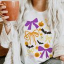  Bow Halloween Candy Collage Sketch - Soft Cozy Longer Length Bella Canvas Tee