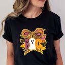  Cute Faux Sparkle Boo Bow - T-Shirt (Crewneck)  100 Cotton Solid Colors Jersey Tee (Unisex)  Bella Canvas, T-Shirt (Crewneck)  Poly-Cotton Heathered Colors Jerse