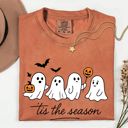  Tis The Season Spooky Ghosts Halloween Fall - T-Shirt Soft Wash Heavyweight Tee Comfort Colors