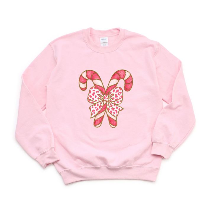 Pink Christmas Candy Cane Sparkles - Festive Drop Shoulder Sweatshirt