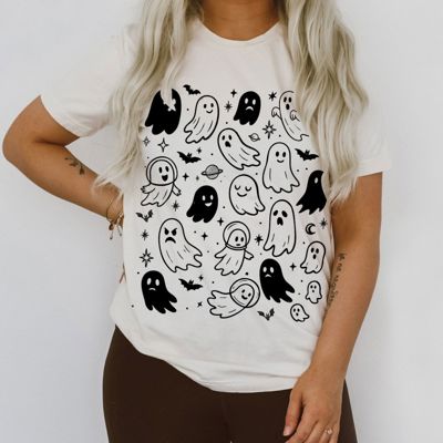 Ghosts In Space Halloween Delight - Soft Longer Length Bella Canvas Tees