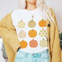  Faux Glitter Pumpkins In A Grid For Fall - T-Shirt (Crewneck)  100 Cotton Solid Colors Jersey Tee (Unisex)  Bella Canvas