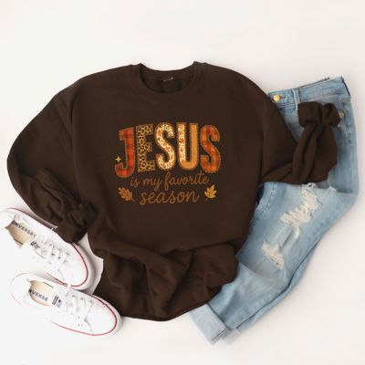 Jesus Is My Favorite Season Fall Autumn Christian Bible Study - Soft Comfy Drop Should Sweatshirt