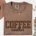  Coffee Weather Fall Vibes - T-Shirt (Crewneck) Soft Wash Cotton Heavyweight Tee (Unisex) Comfort Colors