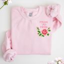 From The 1900s Cross Stitched Roses Embroidery FAUX - Soft Drop Shoulder Sweatshirt