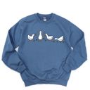  Cute Geese In A Row With Flowers - Soft Drop Shoulder Sweatshirt