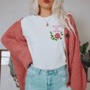  From The 1990s Cross Stiched Rose Vintage FAUX Embroidery - Soft Longer Length Bella Canvas Tee