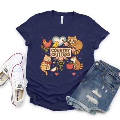 Country Critters Cute Farmhouse Animals - Soft Longer Length Bella Canvas Tee