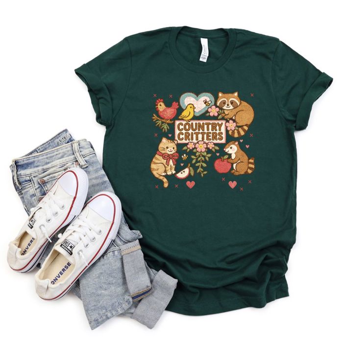 Country Critters Cute Farmhouse Animals - Soft Longer Length Bella Canvas Tee