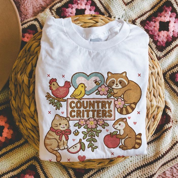 Country Critters Cute Farmhouse Animals - Soft Longer Length Bella Canvas Tee