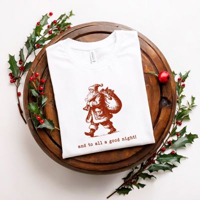 And To All A Good Night Vintage Santa Claus Father Christmas - Soft Longer Length Bella Canvas Tee