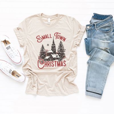 Small Town Christmas Holiday Cheer - Soft Longer Length Bella Canvas Tee